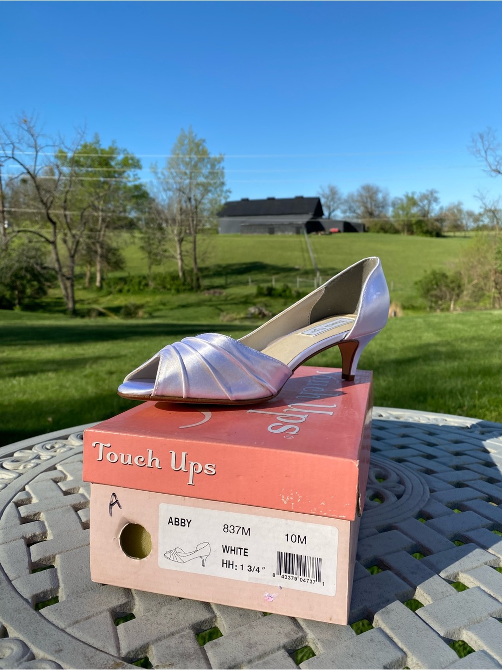 Touch Ups Abby Iridescent White Peep-Toe Low Heel Pump